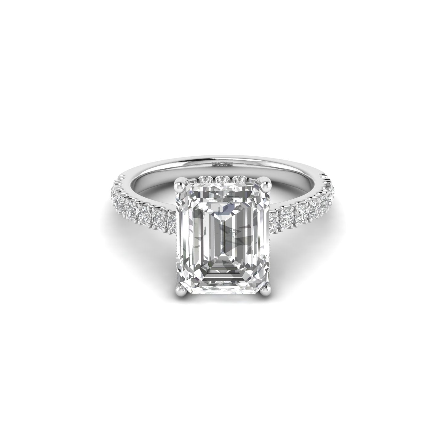 White Gold Studded 4.35 Carat Lab Grown Diamond Ring-F Color VS1 Clarity.